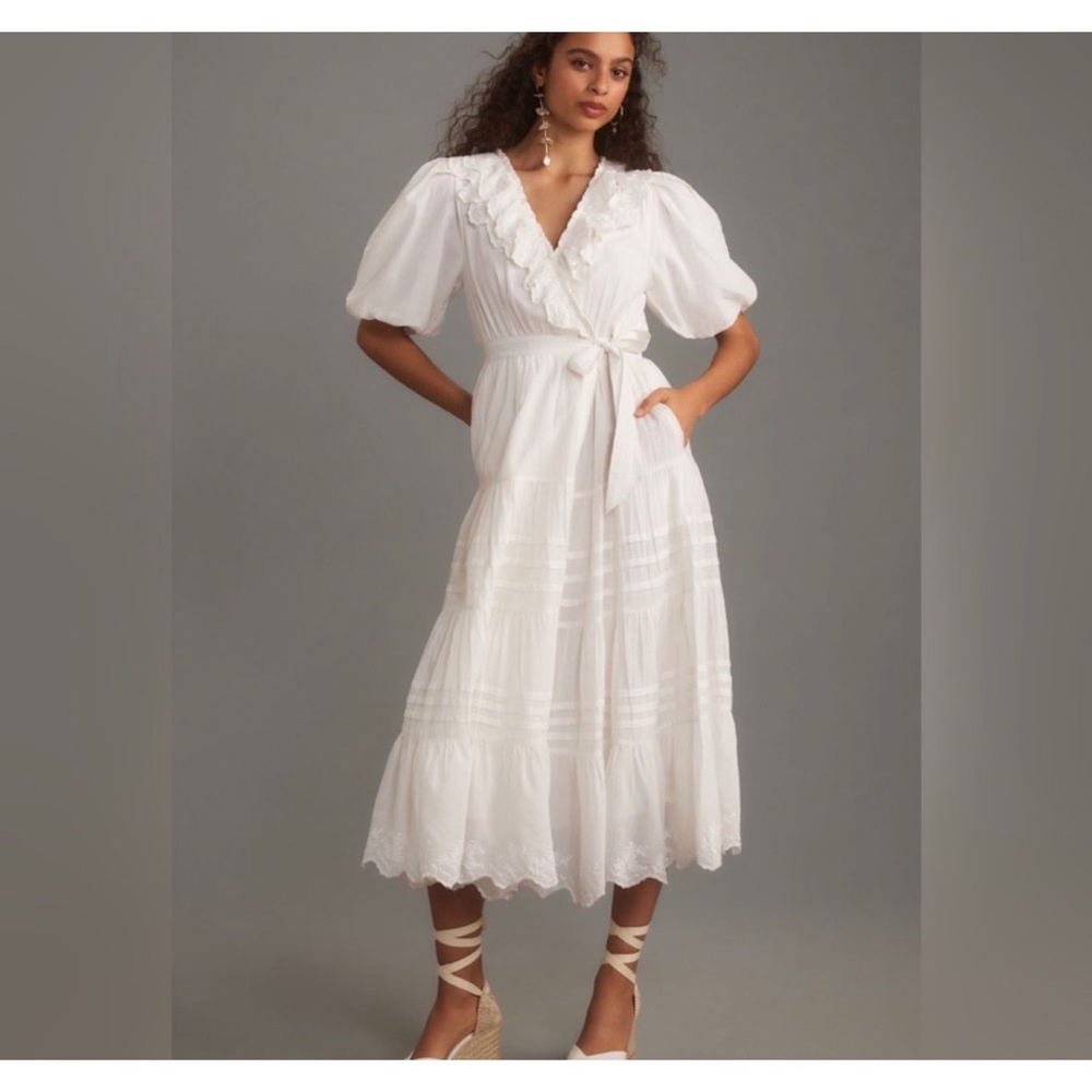Love The Label Short Sleeve Ruffled
Tiered Wrap Maxi Dress
